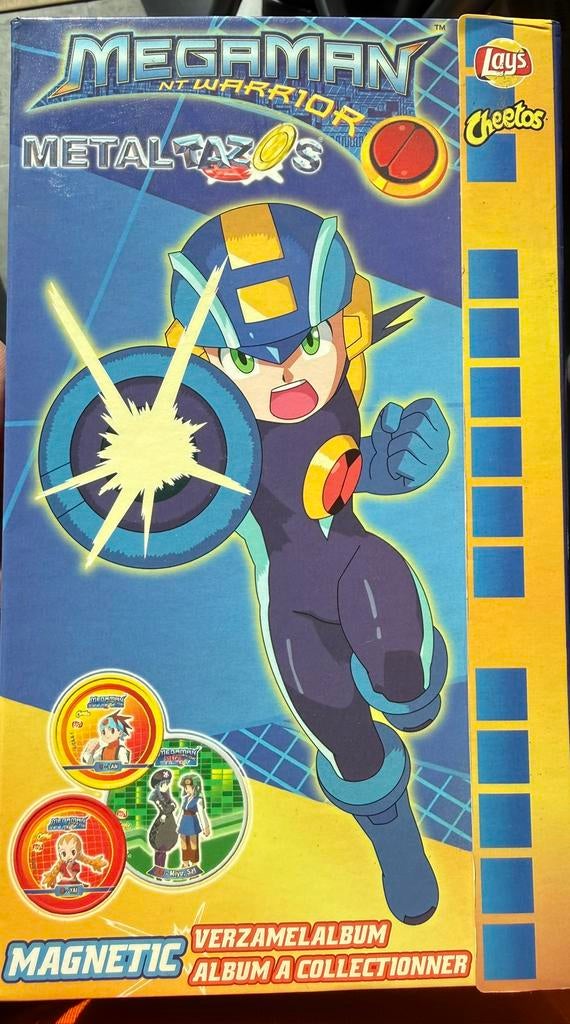 Megaman verzamelmap met 25 stuks metal tazo’s, Ophalen of Verzenden, Zo goed als nieuw, Tv-serie