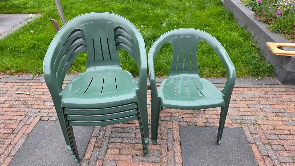 Diverse tuinstoelen: groen en wit, Hartman en kuipstoelen, Tuin en Terras, Tuinstoelen, Ophalen of Verzenden, Gebruikt, Plastic