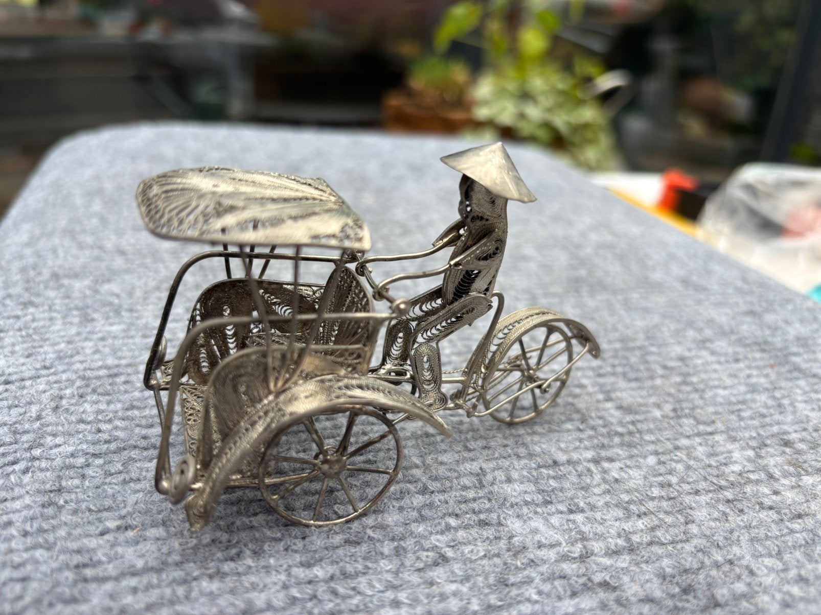 Zilveren Filigraan Riksja Miniatuur - Handgemaakt, Antiek en Kunst, Ophalen