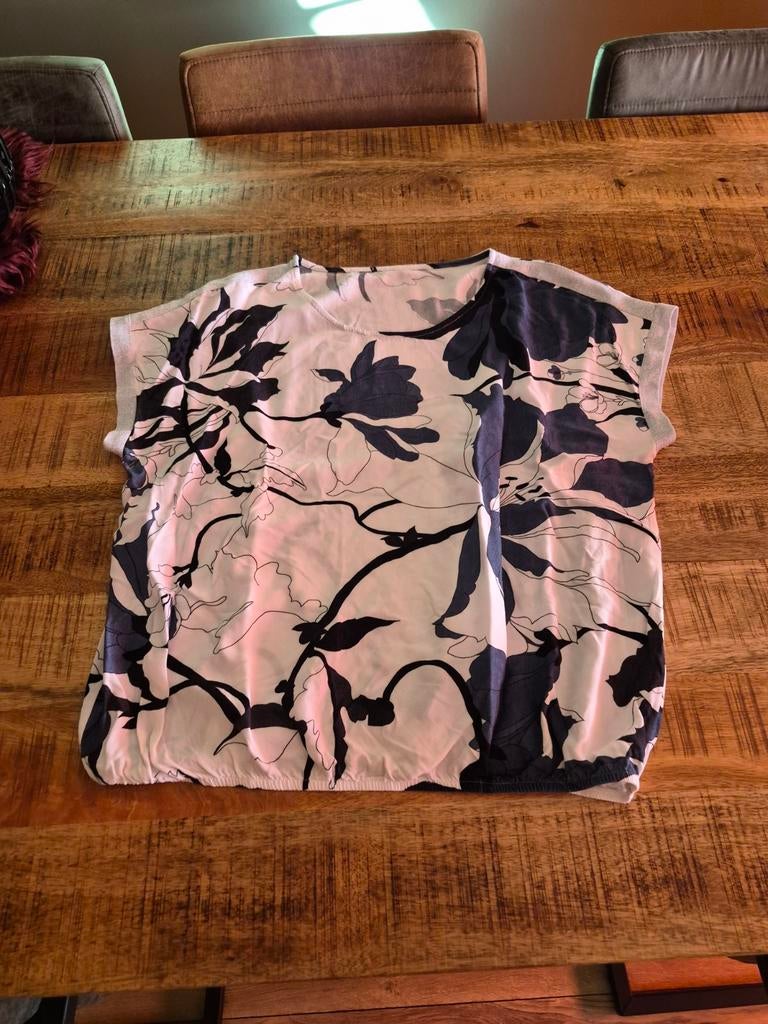 Merkloos shirt maat 42 blauw/wit met bloemenprint, Merkloos, Ophalen of Verzenden