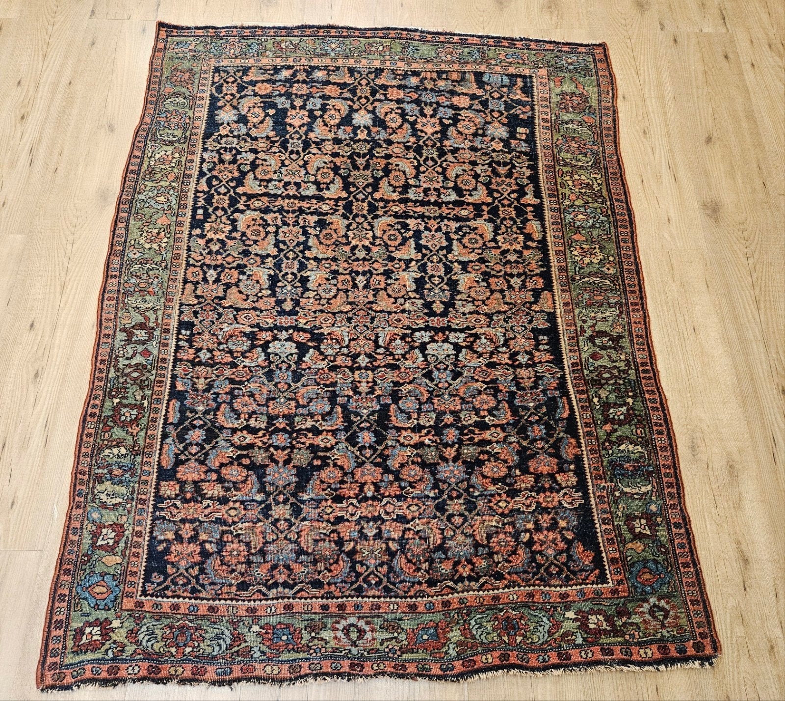 Vintage handgeknoopt perzisch tapijt bidjar antiek 155x120, Info@SlatsAntiek.nl, Tweedehands, 100 tot 150 cm, Perzisch