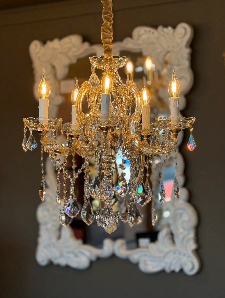 Maria Theresia Swarovski Kristal Kroonluchter GOUD 5 Lichts