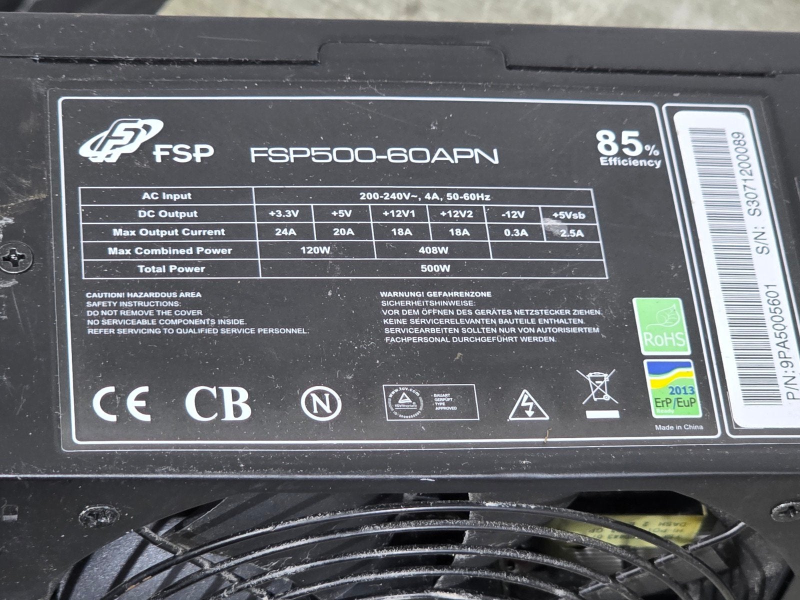 fsp group 500w max voeding psu power supply fsp500-60apn, Gebruikt, ., Ophalen of Verzenden, .
