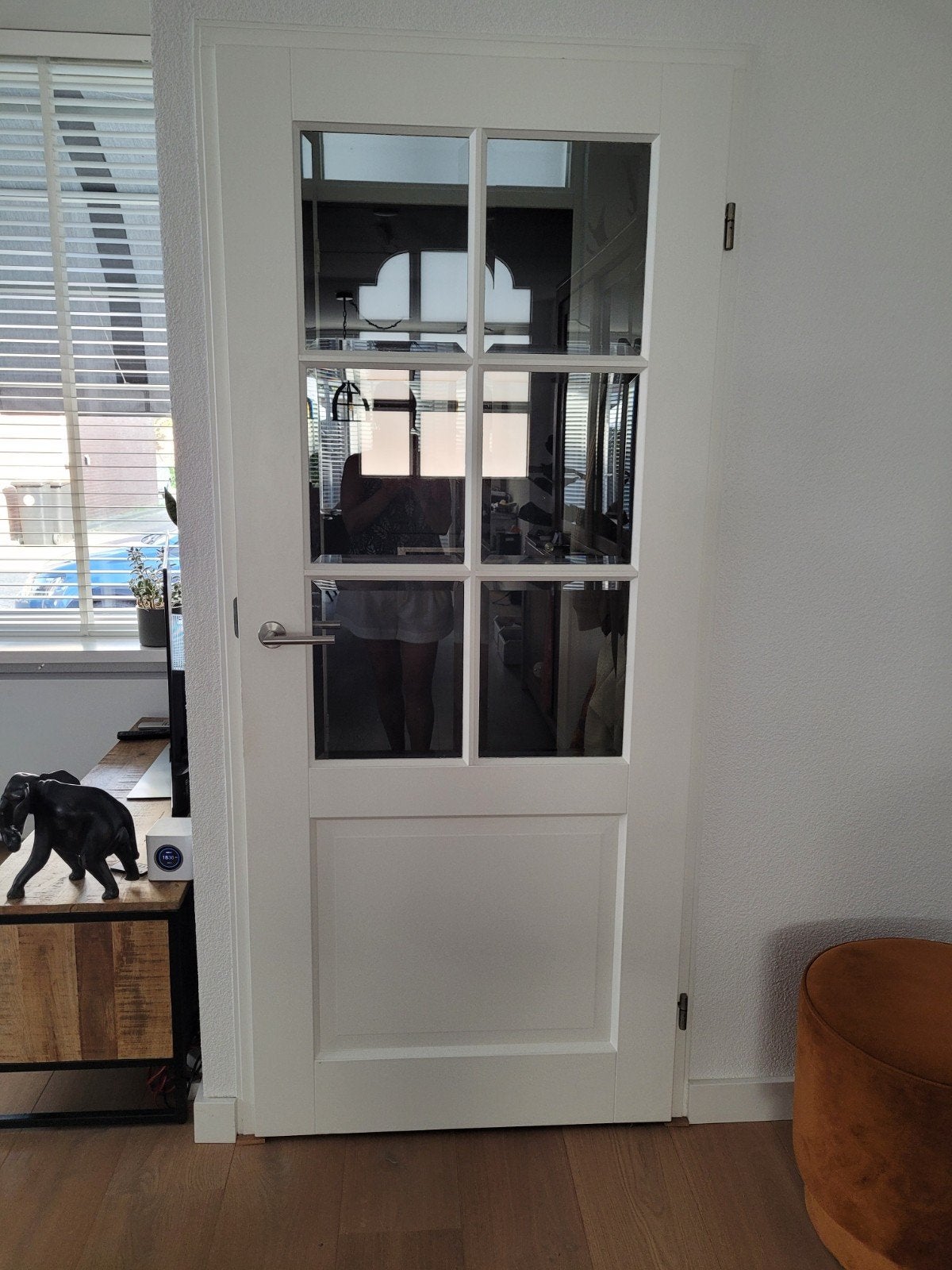 2 Witte Paneeldeuren met Glas, Doe-het-zelf en Verbouw, Deuren en Horren, Ophalen, Gebruikt, 80 tot 100 cm, Binnendeur