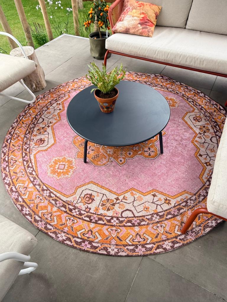 Bohemian Roze en Oranje Vloerkleed - Rond of Rechthoekig, Huis en Inrichting, Stoffering | Tapijten en Kleden, Ophalen, 100 tot 150 cm