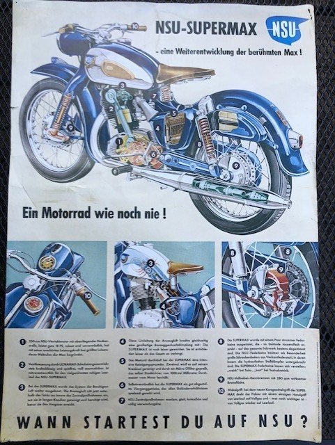 Poster NSU SUPERMAX, Ophalen of Verzenden, Zo goed als nieuw