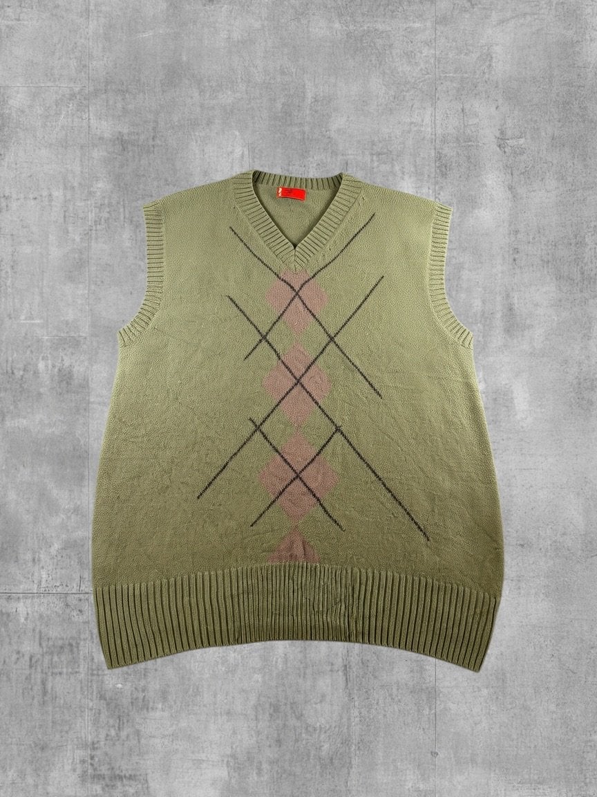 Levi's trui groen geruit heren maat L wol sweater pullover, Verzenden, Gedragen, Maat 52/54 (L), Groen