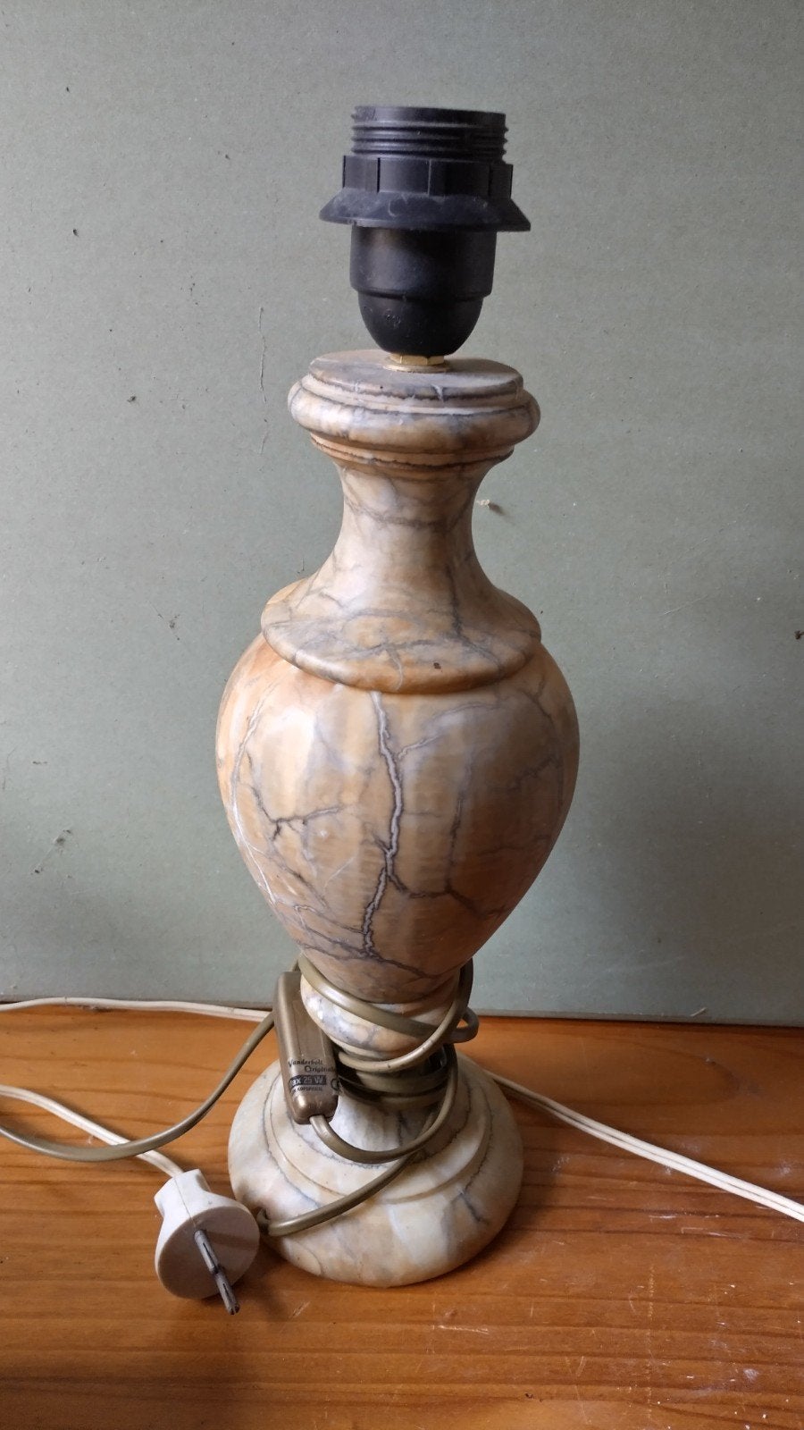 Vintage marmeren tafellamp - Zonder kap, Ophalen