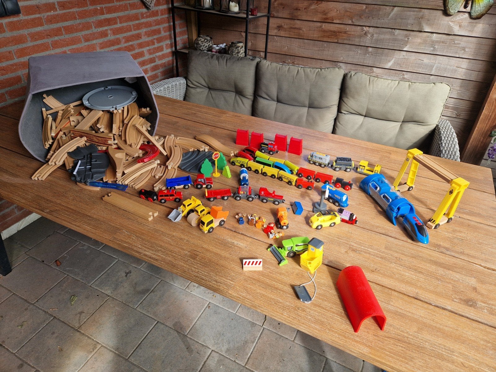 Houten trein set groot, Ophalen, Gebruikt