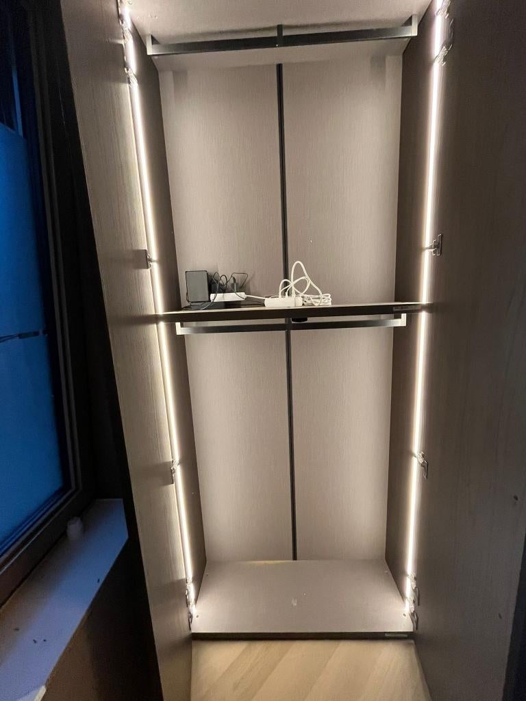 Italiaanse design slaapkamerkast wengé - 215x56x256 cm LED, 200 cm of meer, Eikenhout, Nieuw, Ophalen of Verzenden