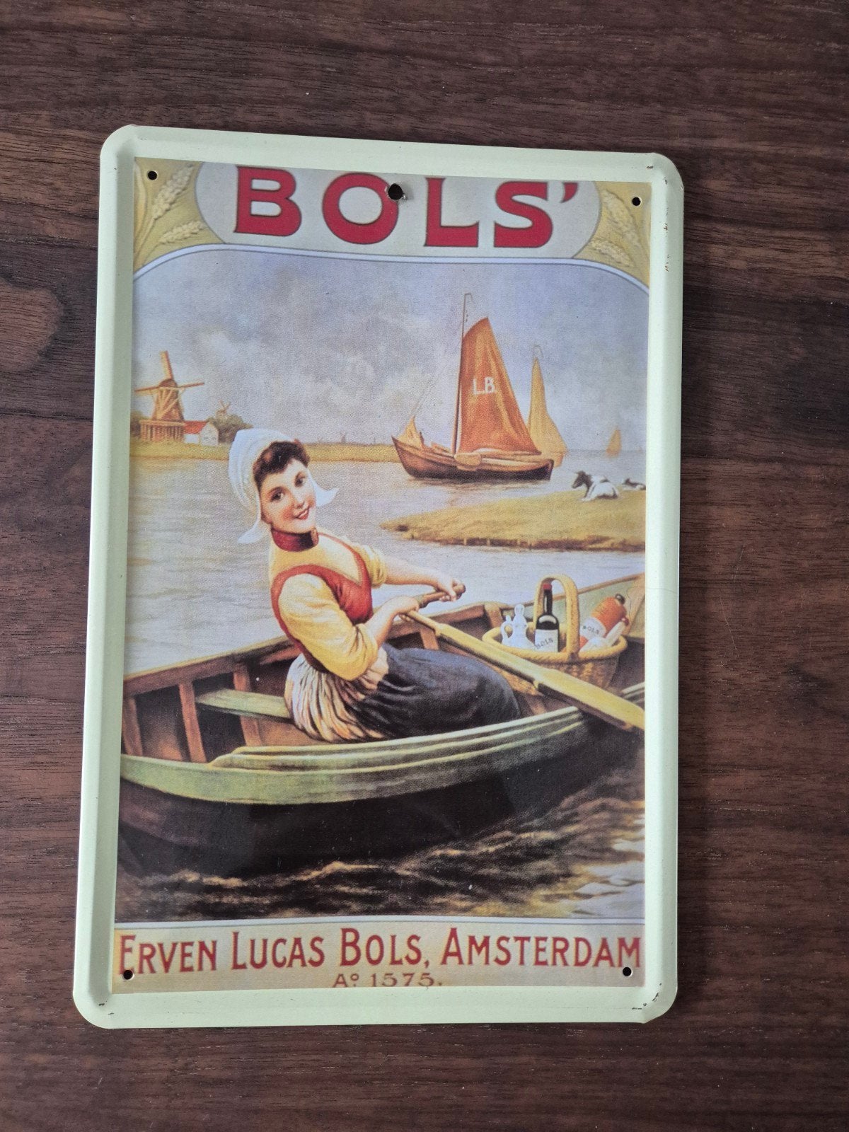 Vintage Bols Emaille Reclamebord - Erven Lucas Bols, Ophalen of Verzenden