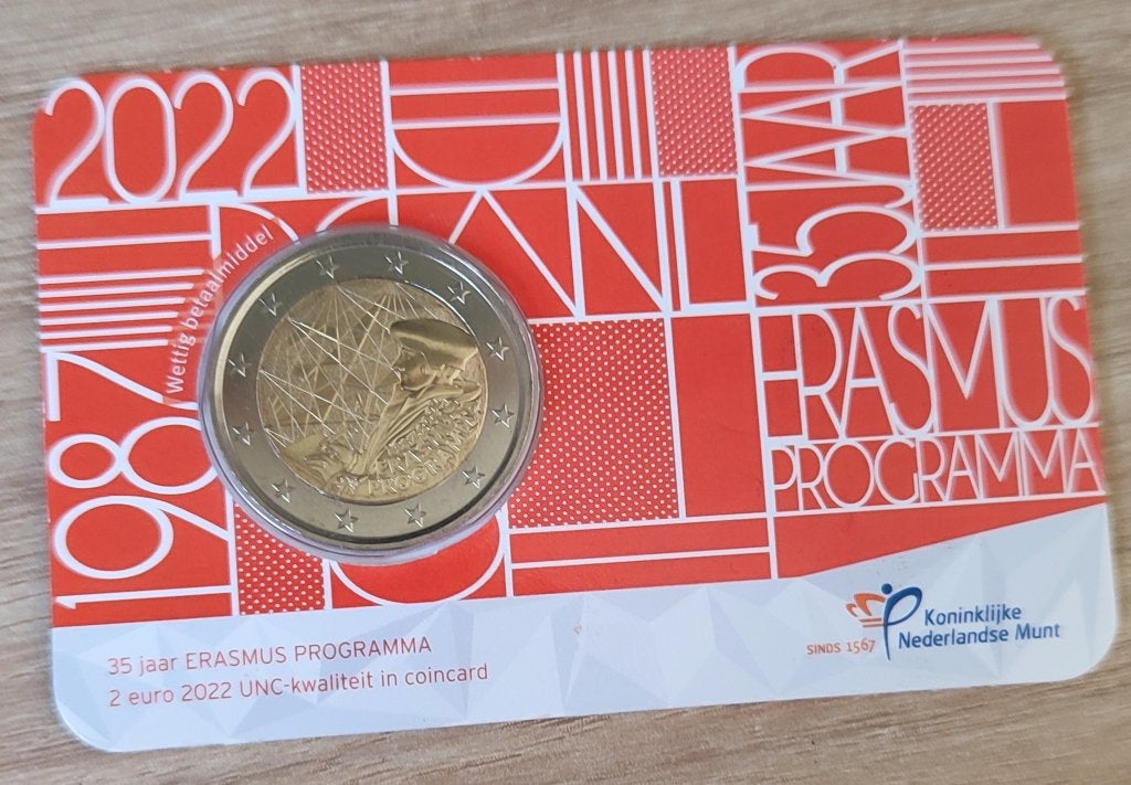 35 jaar Erasmus 2 eur munt 2022, Verzenden, Koningin Beatrix, Euro's, Goud