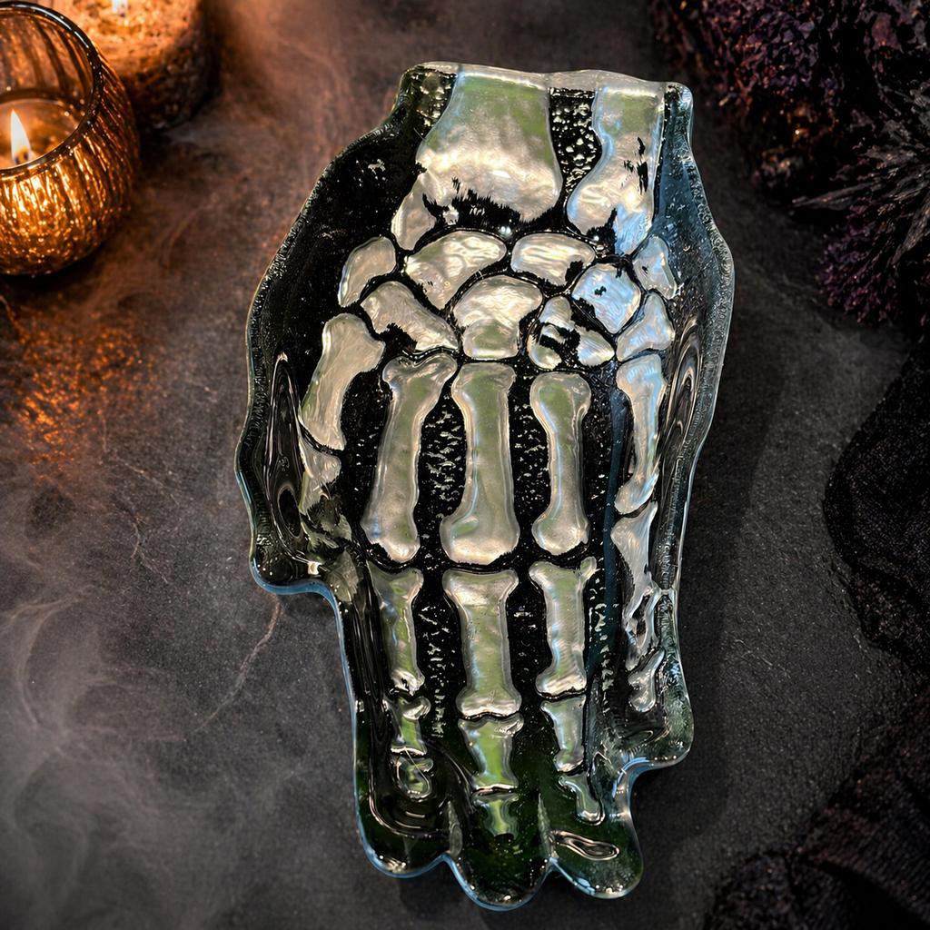 Decoratieve Skelet Hand Schaal Groen Zwart, Huis en Inrichting, Woonaccessoires | Schalen en Manden, Gebruikt, Schaal, Overige vormen