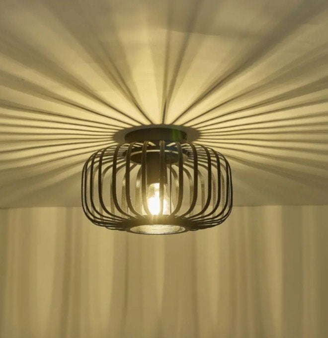 GAMMA Plafondlamp Joy bamboe zwart Ø28cm, Ophalen of Verzenden