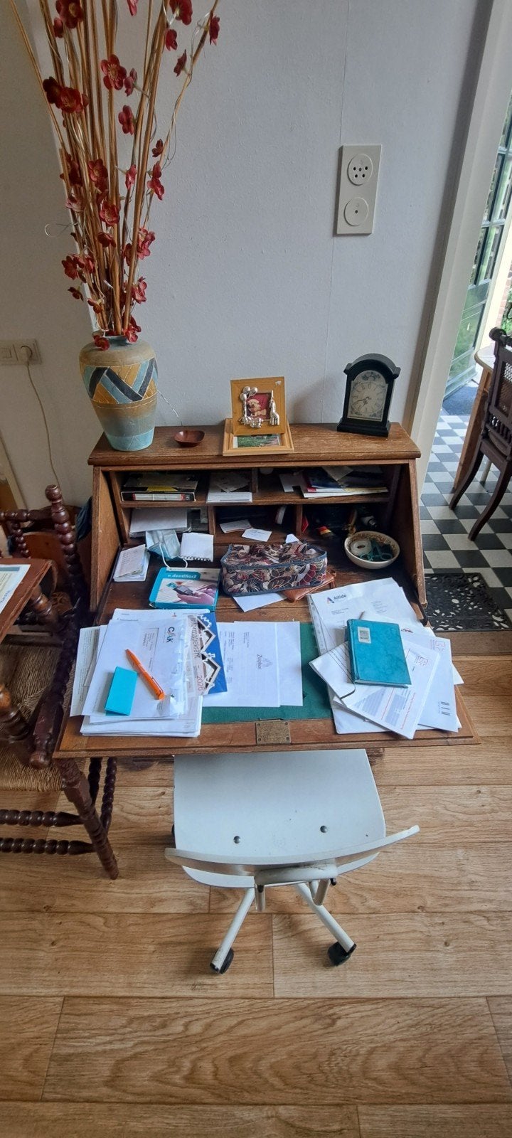 Vintage houten bureau kast met opbergruimte, Ophalen of Verzenden, Gebruikt, Vintage