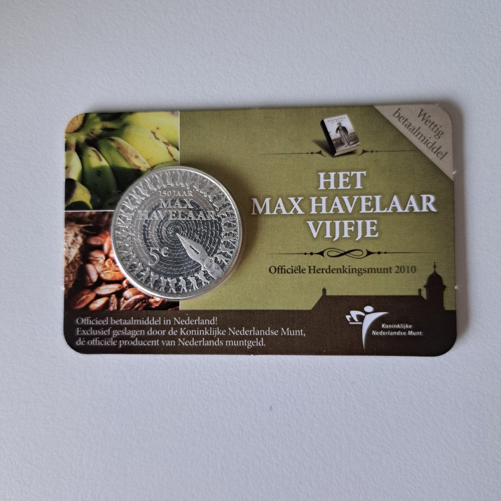 Max Havelaar Vijfje 2010 Coincard KNM, Ophalen of Verzenden, Euro's, Losse munt
