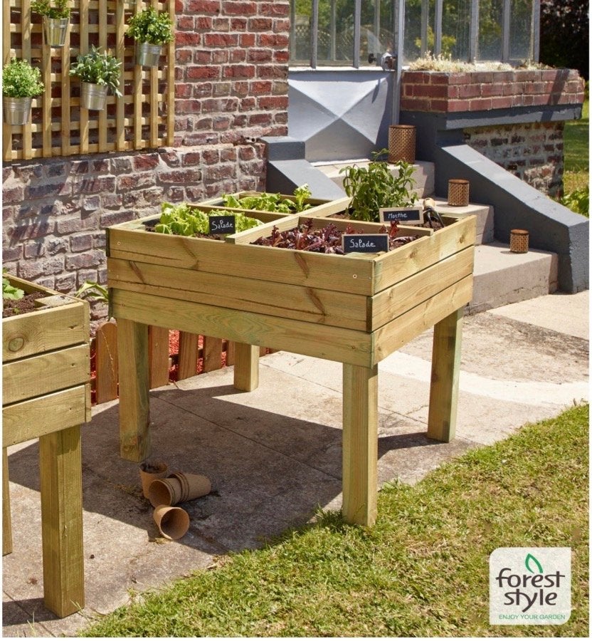 3x Forest-style Moestuinbakken, waarvan 2 op wielen, Gebruikt, Balkon, Vierkant, Ophalen of Verzenden