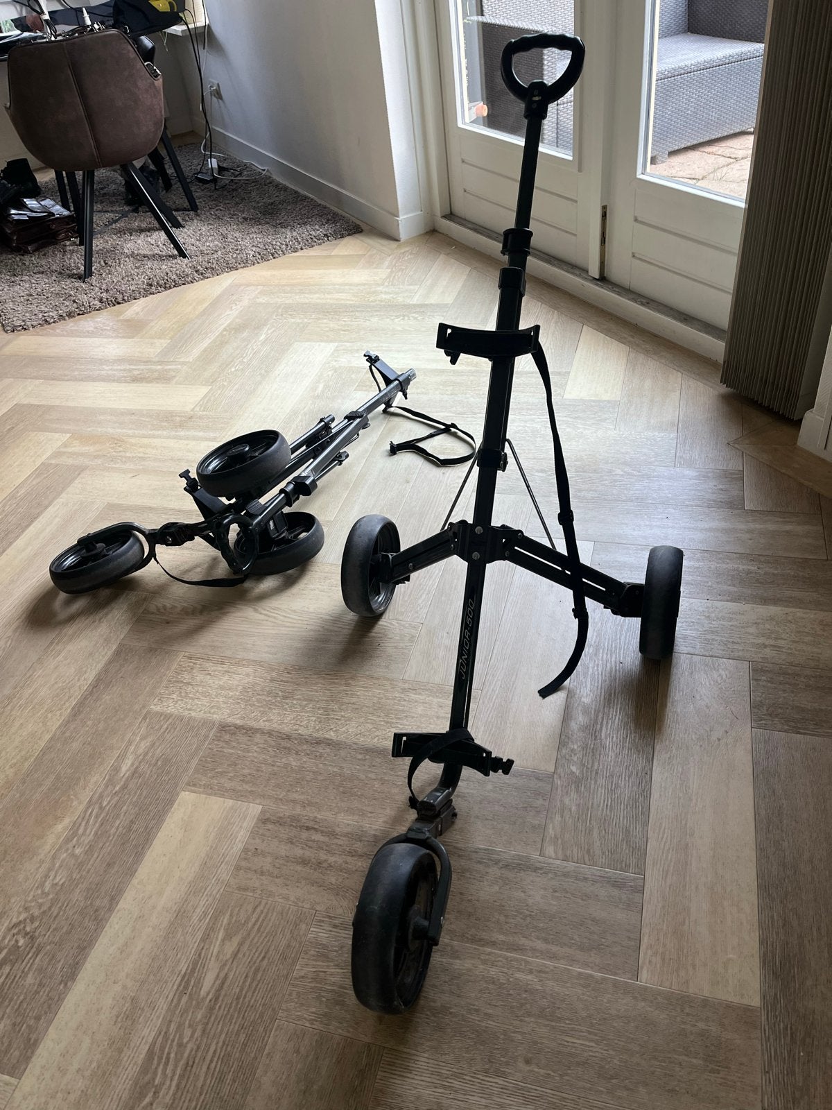 2 Bagboy Junior 500 golftrolleys, Ophalen, Gebruikt, Golfkar, Overige merken