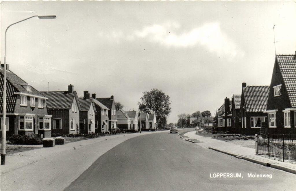 Loppersum, Molenweg - auto - gelopen, Ophalen of Verzenden, 1960 tot 1980, Gelopen, Groningen