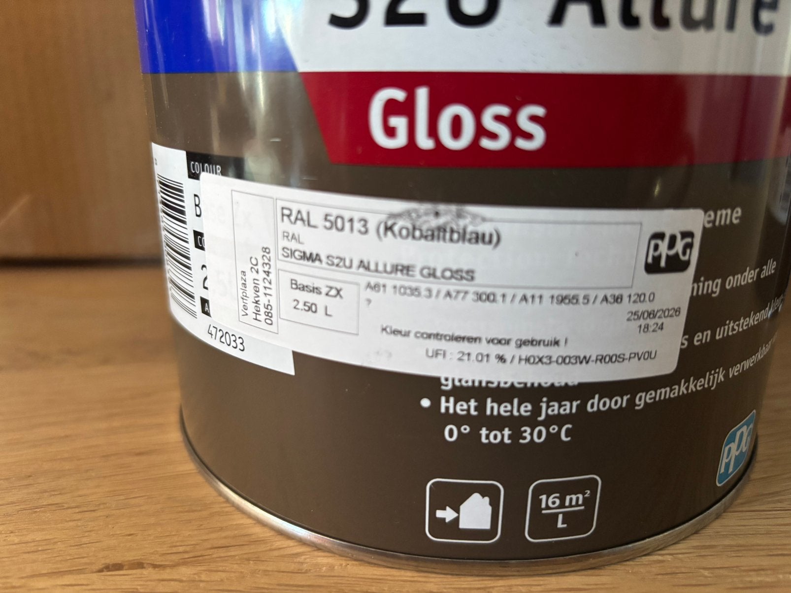 2,5 ltr Sigma Hoogglans RAL 5013, Blauw, Nieuw, Ophalen of Verzenden, Lak