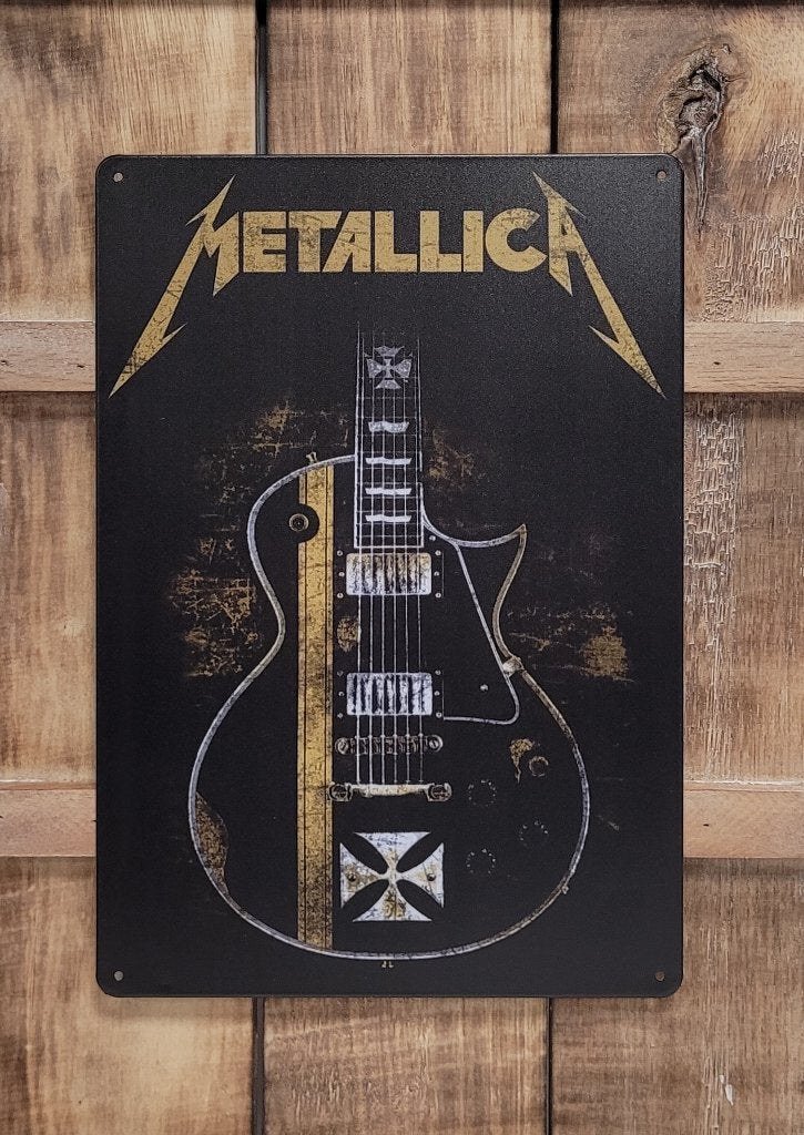 Metallica Gitaar reclamebord van metaal wandbord decoratie, Info@deconoord.nl, Deco Noord, Nieuw, Ophalen of Verzenden