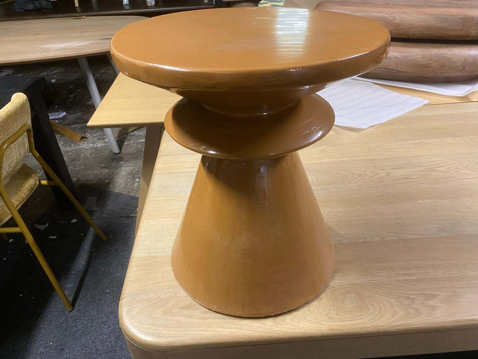 Bijzettafel Circolo 45 cm hoogglans oranje metaal, Ophalen, Minder dan 45 cm, Minder dan 55 cm, Metaal of Aluminium