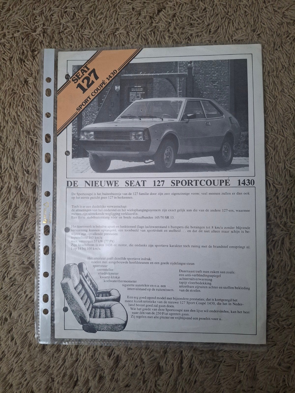 autofolder (leaflet) Seat 127 sportcoupe 1430, Verzenden, Overige merken