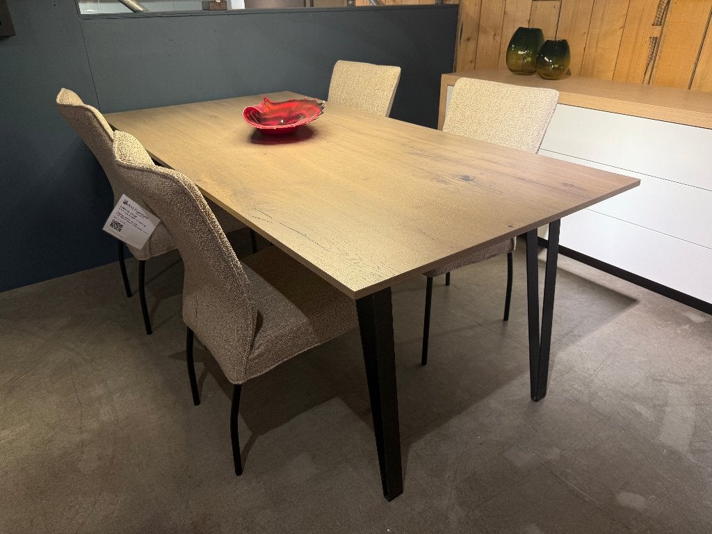 Sito uitschuiftafel 200+60 x 100x76cm eiken VDV meubelen, Ophalen, Eikenhout, 50 tot 100 cm, Vijf personen of meer