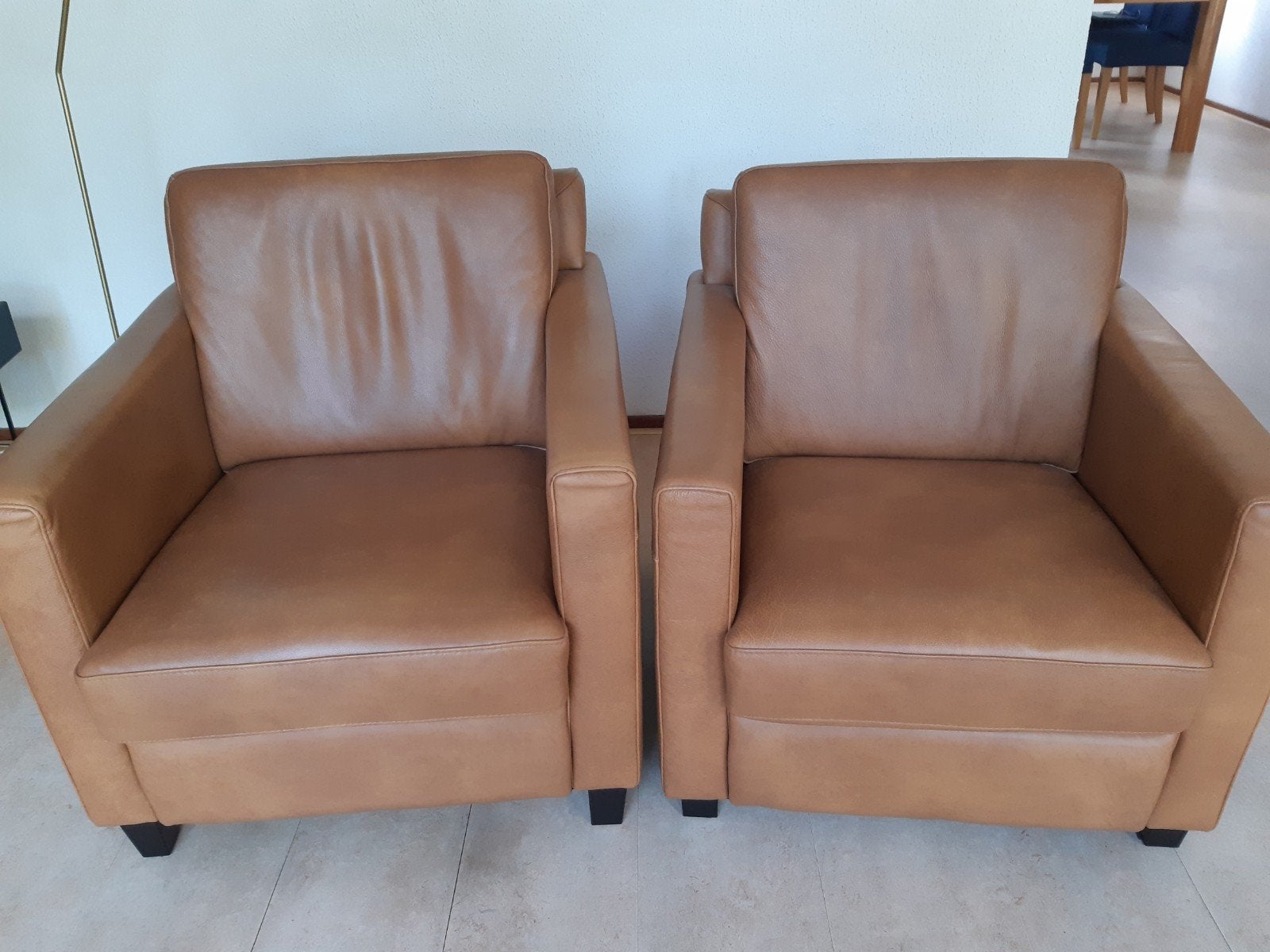 Twee lederen fauteuils cognac kleur van Lederland Zitmeubele, Ophalen, Zo goed als nieuw, 50 tot 75 cm, Leer
