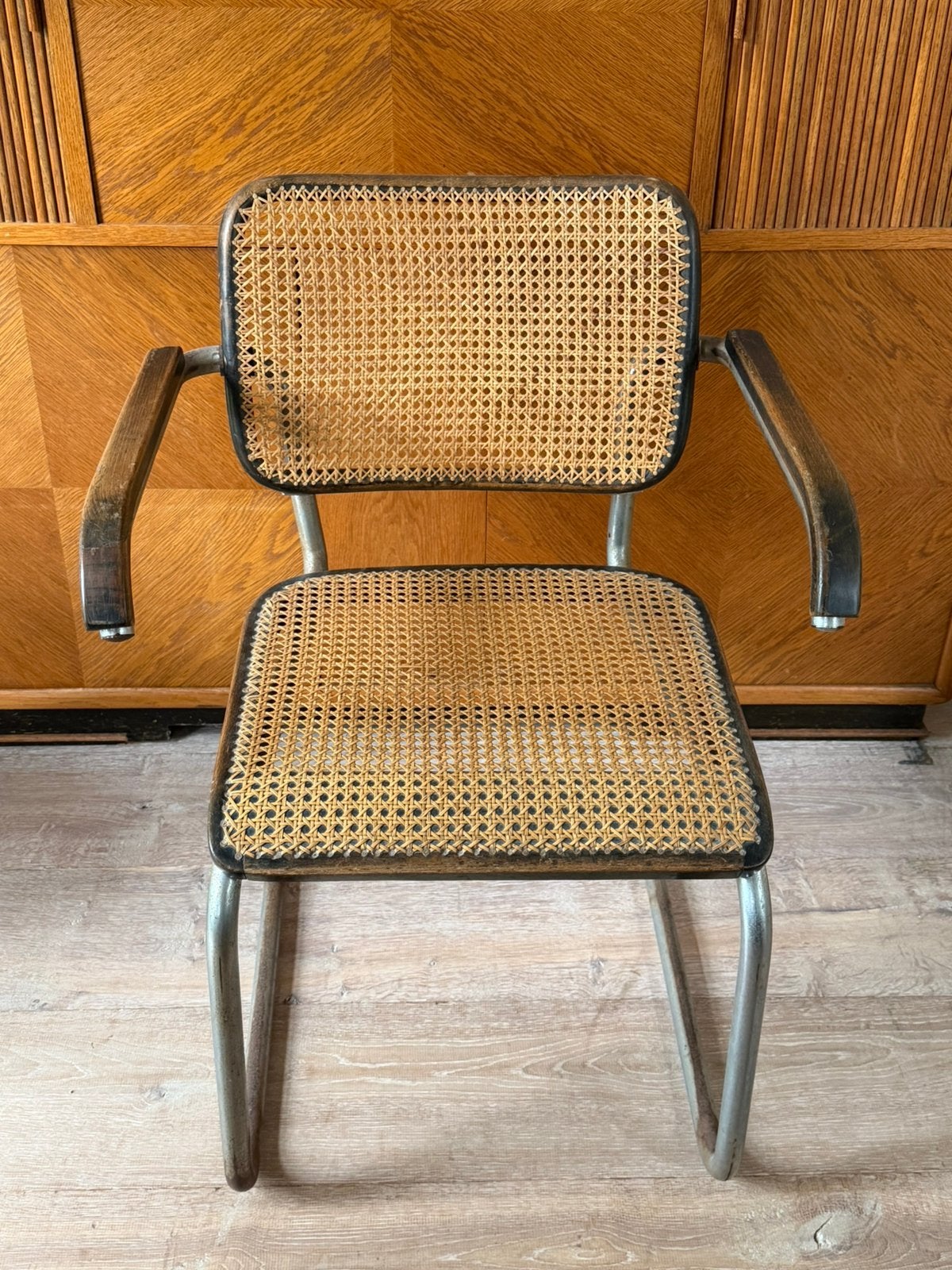 Thonet buisframe stoel, jaren 30, webbing., Huis en Inrichting, Ophalen, Zo goed als nieuw, Eén, Hout