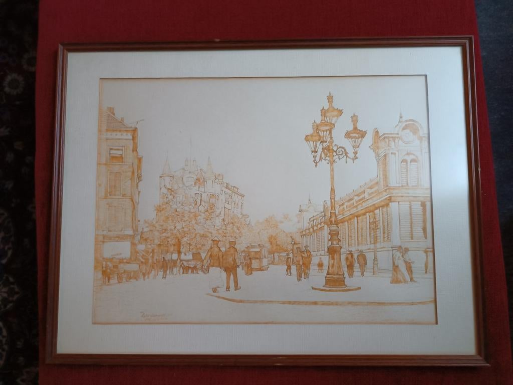 Vismarkt M.E.Weber tekening, Ophalen of Verzenden
