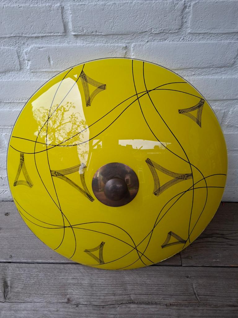 Vintage retro plafonniere plafondlamp wandlamp glas jaren 60, Ophalen, Zo goed als nieuw, Glas, Vintage retro jaren 60 Design Mid Century glas.
