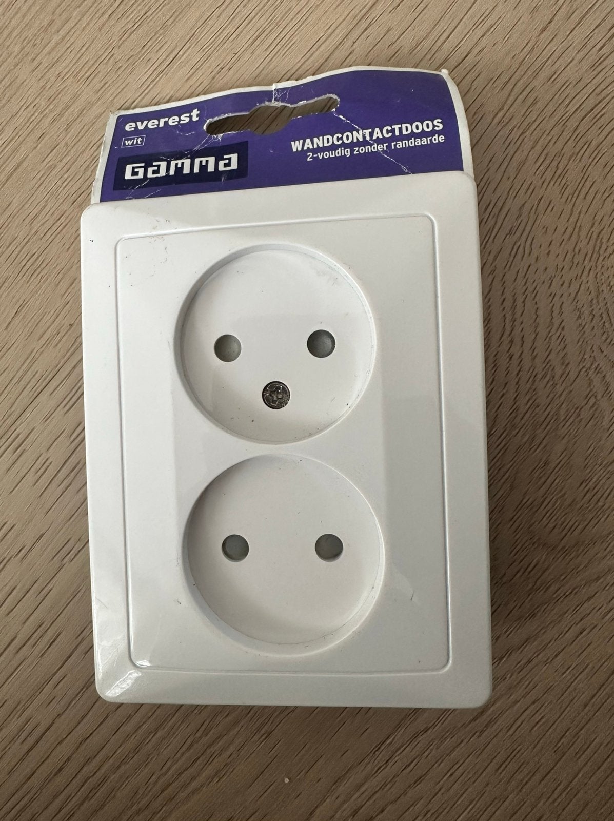 GAMMA Everest Dubbel Stopcontact Wit, Ophalen of Verzenden, Nieuw, Stopcontact