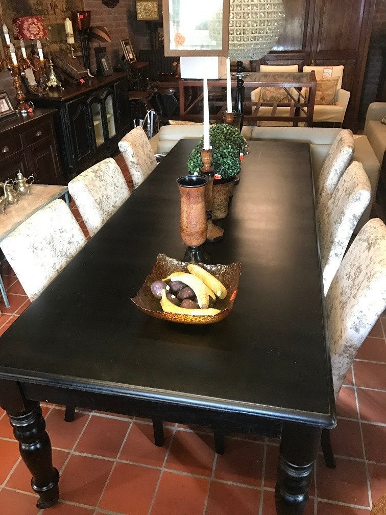 Zeer ZWARE UNIEKE EETTAFEL matzwart - TAFEL Flamant, Ophalen, Hout, Zwart, Wilms