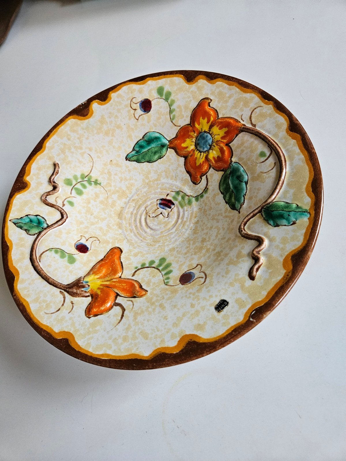 Antiek Zenith Gouda Keramiek Bord met Bloemmotief, Antiek en Kunst, Ophalen of Verzenden