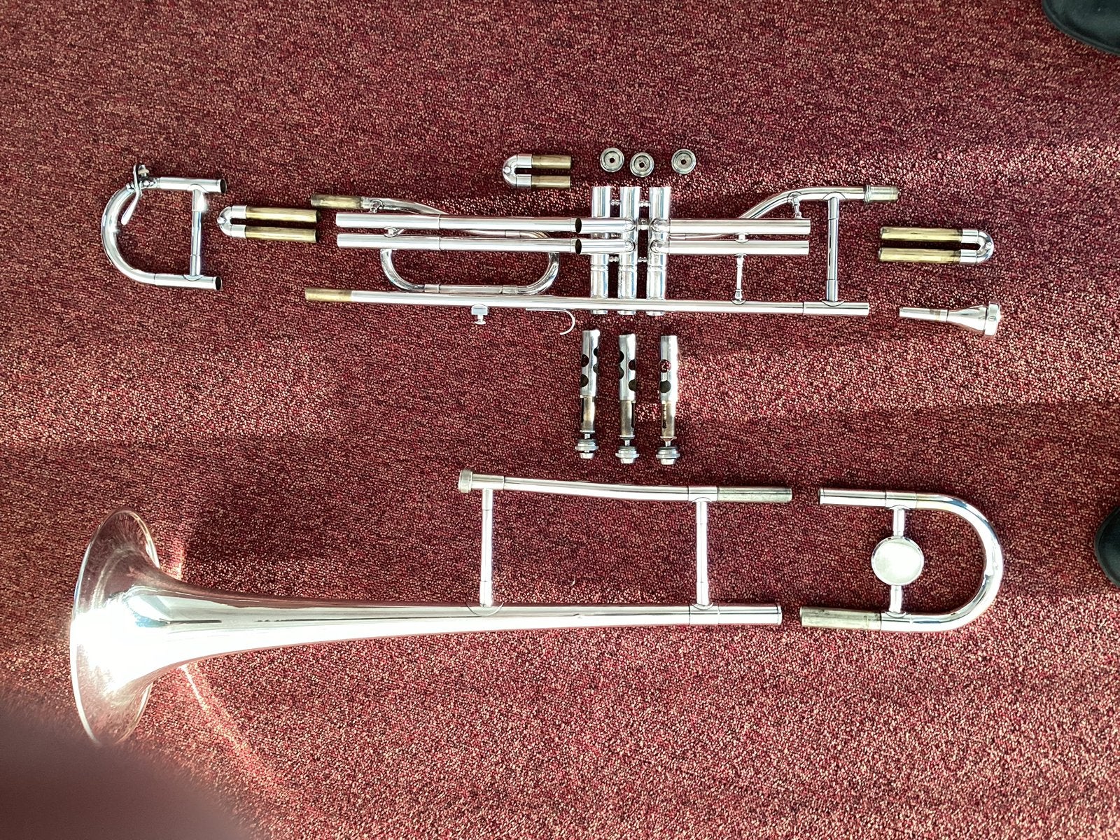 Verzilverde Schenkelaars Ventieltrombone - Goed Bespeelbaar, Ophalen, Gebruikt, Overige typen