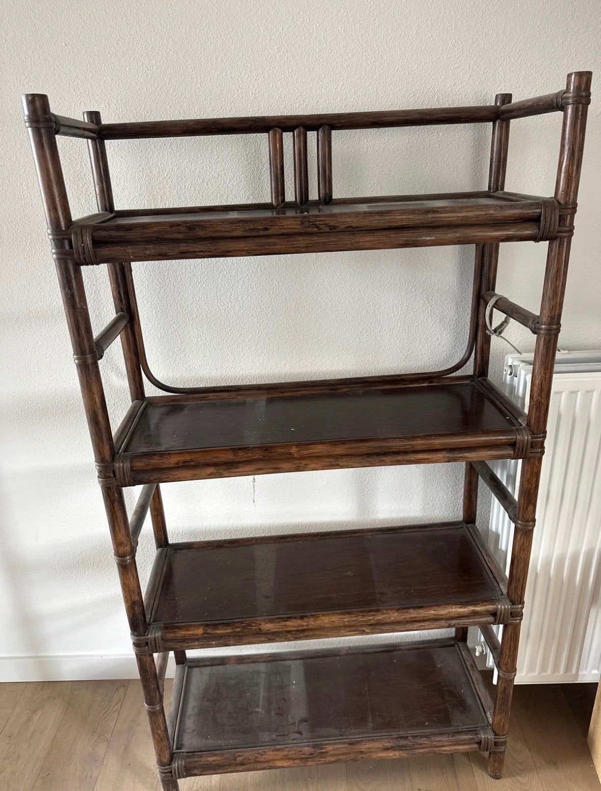 Mooie bamboe boekenkast/stellingkast, Ophalen, Met plank(en), Gebruikt, 50 tot 100 cm