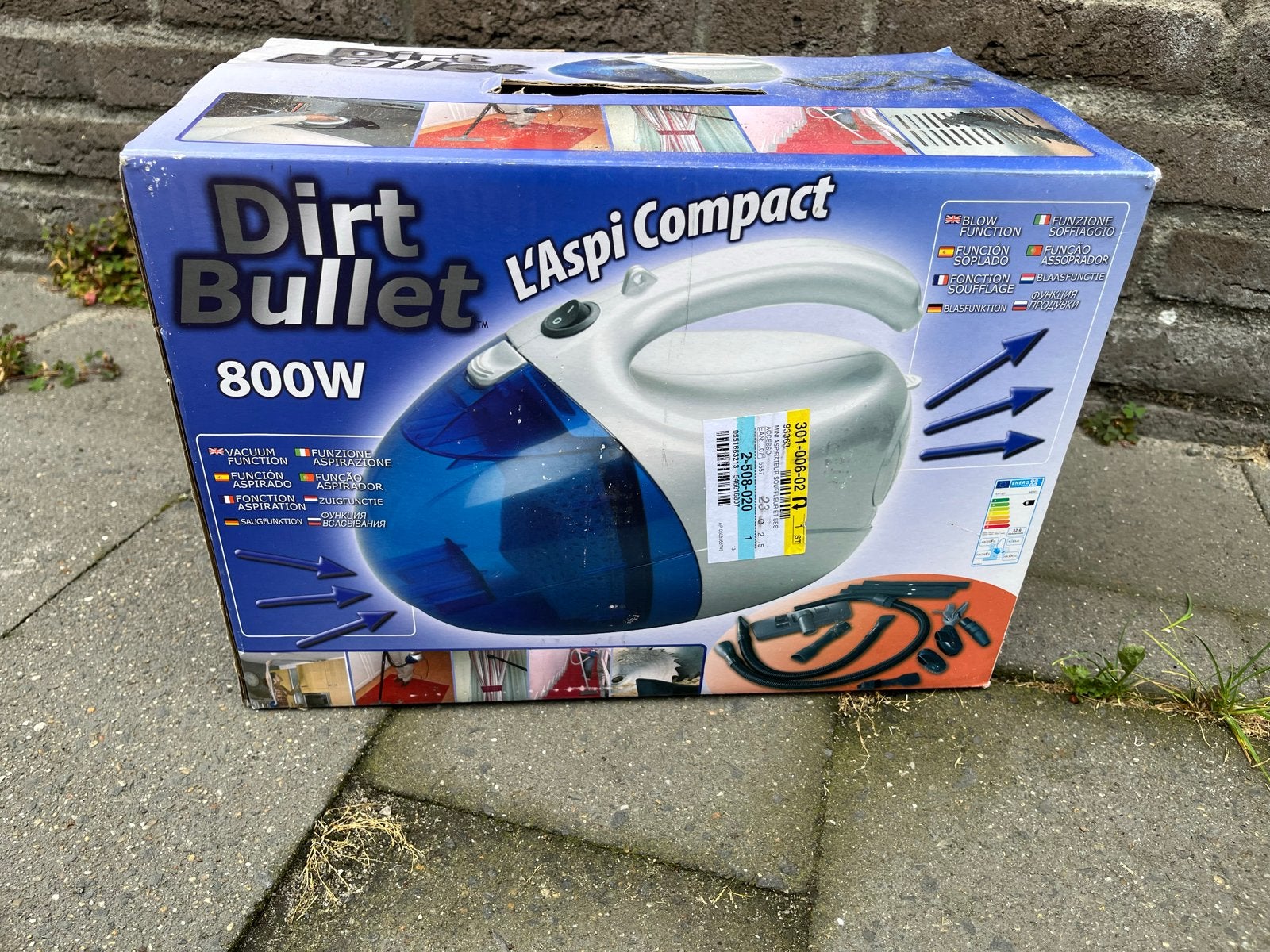 Dirt Bullet L'Aspi Compact 800W Mini Stofzuiger met Blaasfun, Ophalen of Verzenden, Zo goed als nieuw, Sledestofzuiger, Minder dan 1200 watt