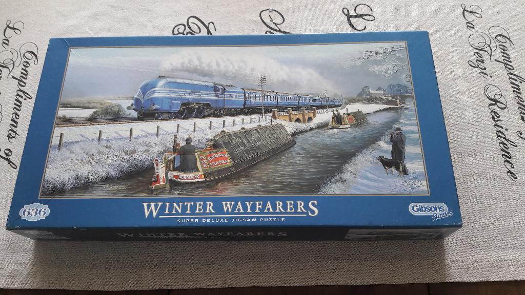 Gibson puzzel Winter Wayfarers, Ophalen of Verzenden, 500 t/m 1500 stukjes, Gebruikt, Legpuzzel