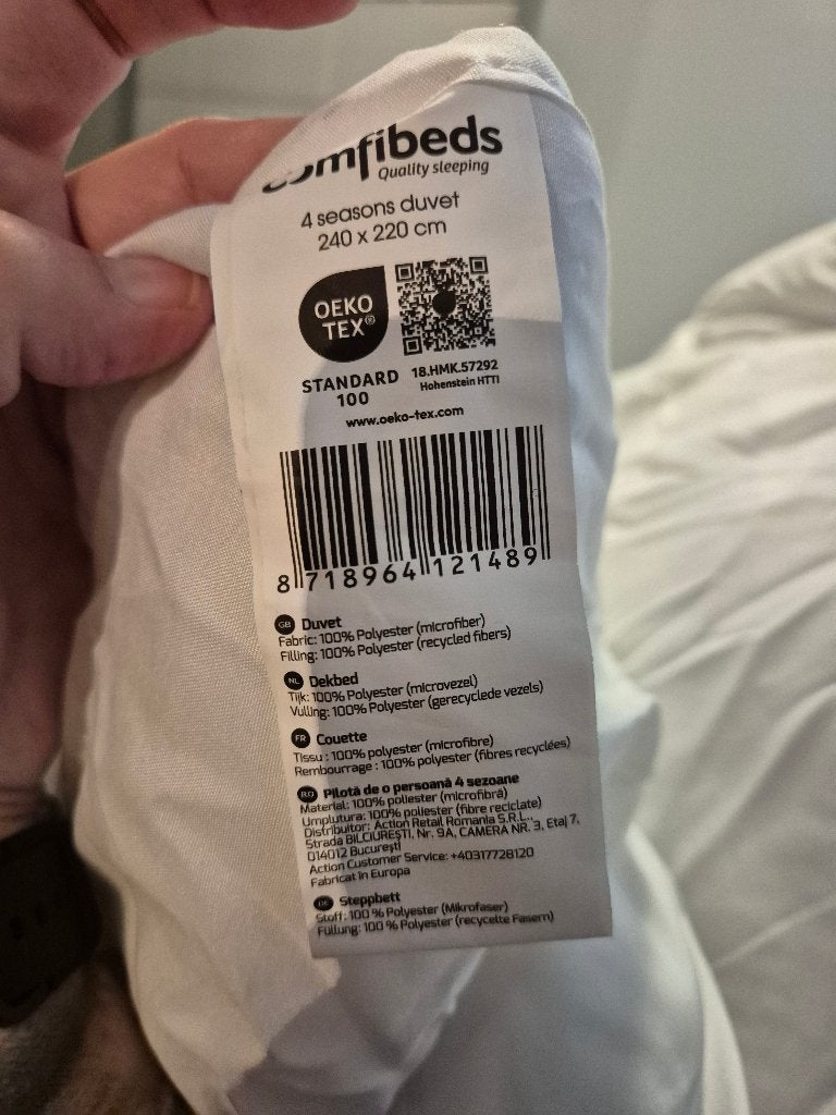 Comfibeds 4-seizoenen dekbed 240x220 cm, Ophalen, Lits-jumeaux, Wit, Overige merken