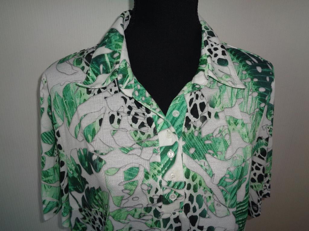 sensia maat 50 valt als 48 oksel tot oksel 60 cm, Kleding | Dames, Maat 46/48 (XL) of groter, Zo goed als nieuw, Korte mouw, Groen