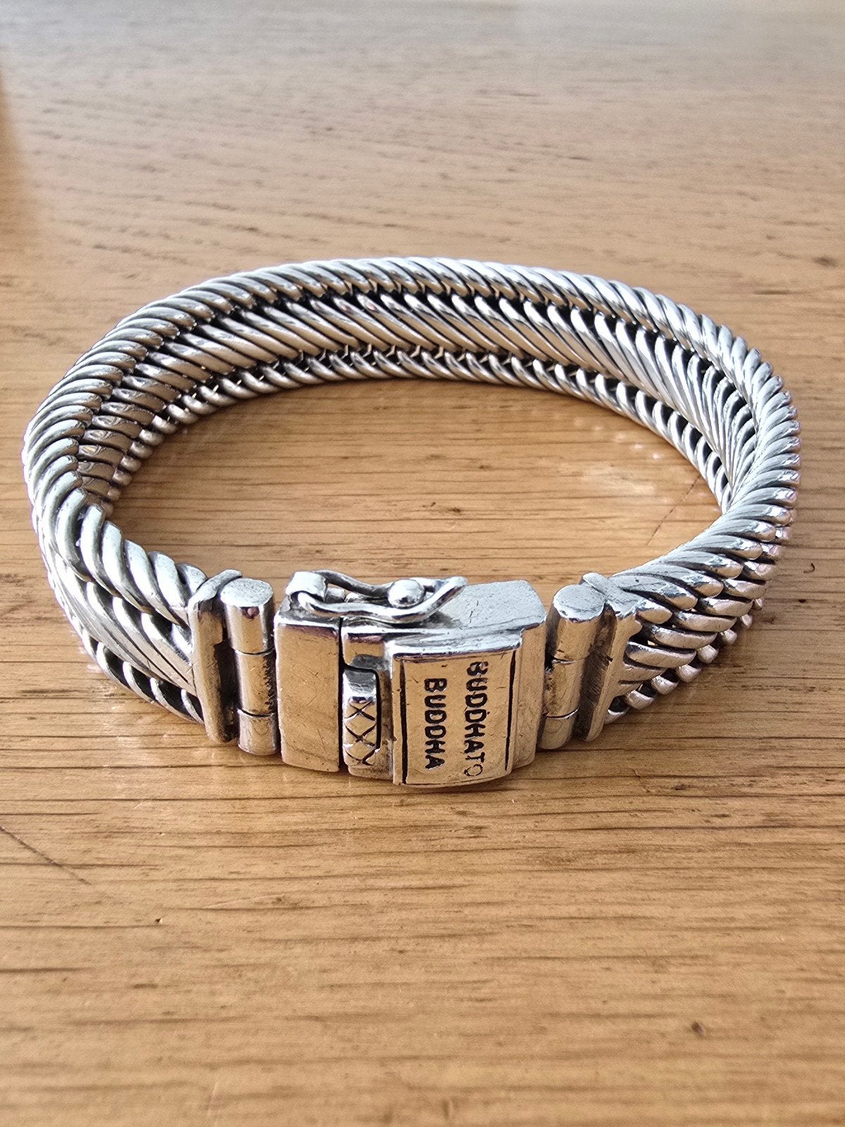 Buddha to Buddha armband  Edwin Small, Ophalen, Zo goed als nieuw, Zilver, Zilver