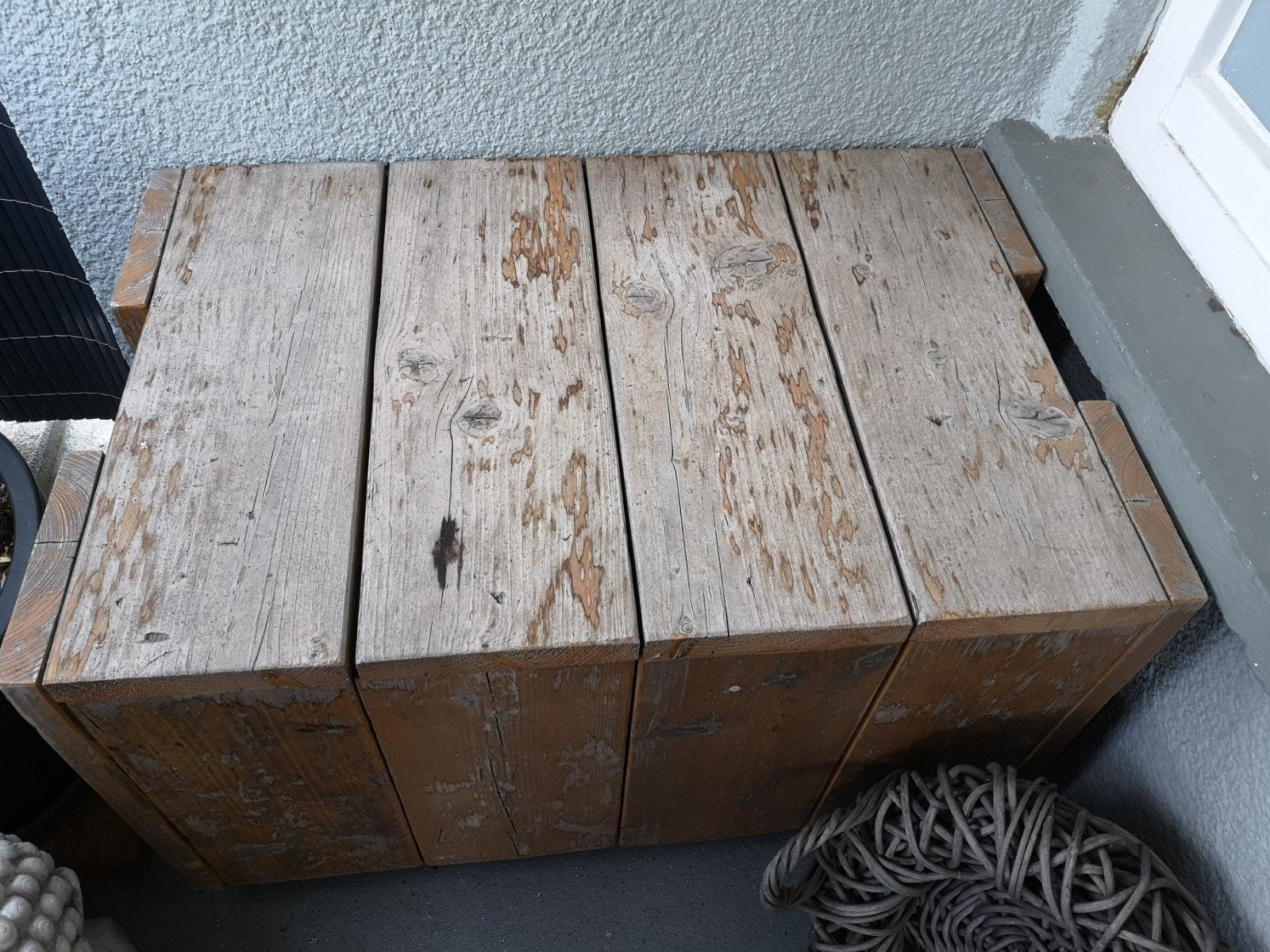 Steigerhouten tafel op wieltjes - opknapper, Tuin en Terras, Ophalen, Gebruikt, Hout