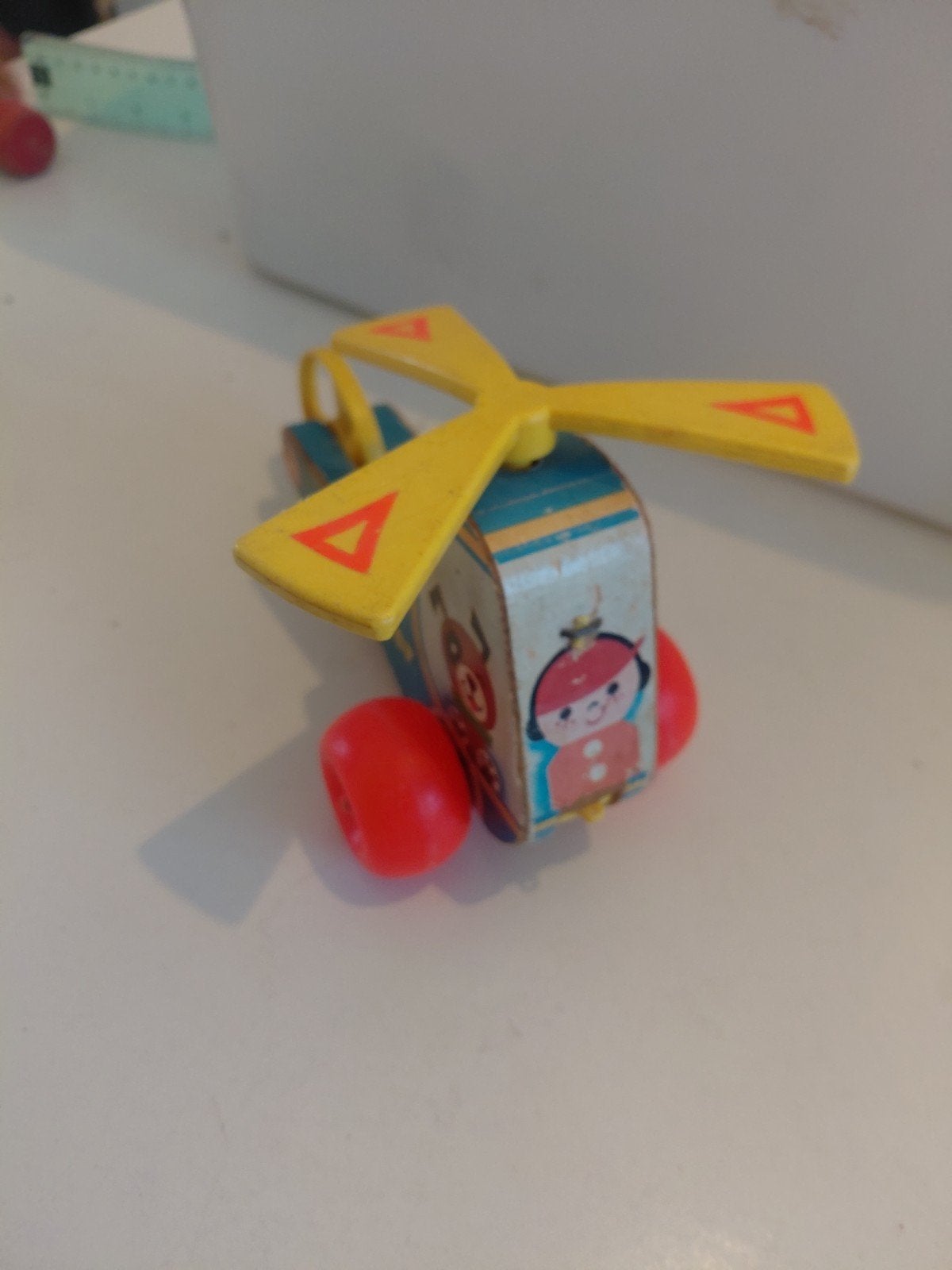Vintage Houten Speelgoed Helikopter, Ophalen of Verzenden, Gebruikt, Overige typen