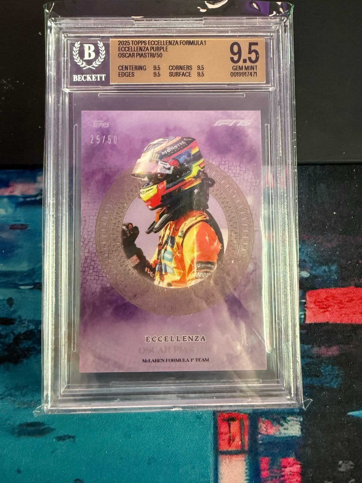 2025 Topps Eccellenza F1 Oscar Piastri Purple /50 bgs 9,5, Ophalen of Verzenden, Zo goed als nieuw, Formule 1