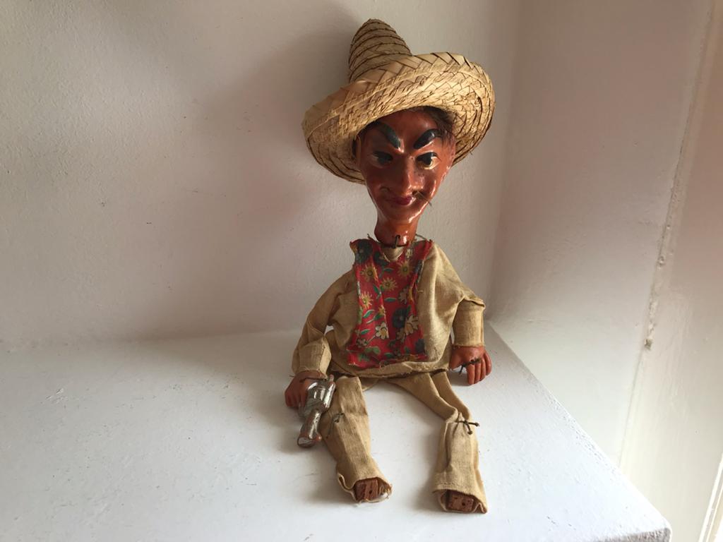 Marionet / pop man met sombrero Mexico jaren 60, Ophalen of Verzenden, Gebruikt, Pop
