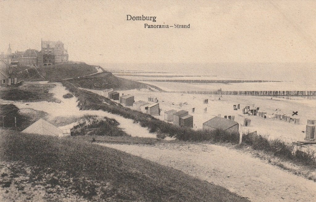 Domburg panorama strand, Ophalen of Verzenden, Voor 1920, Ongelopen, Zeeland
