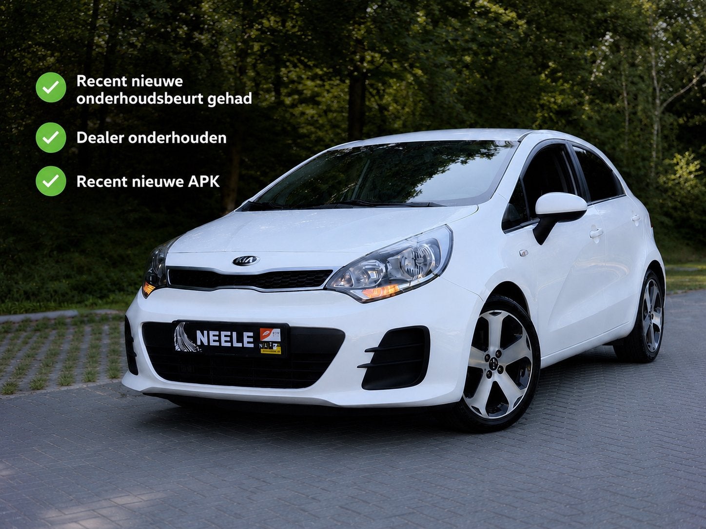 ✅ Kia Rio 1.2 5DRS 2015 Wit Nwe beurt + apk + set winterwiel, 1027 kg, 40 €/maand, Zwart, 4 cilinders