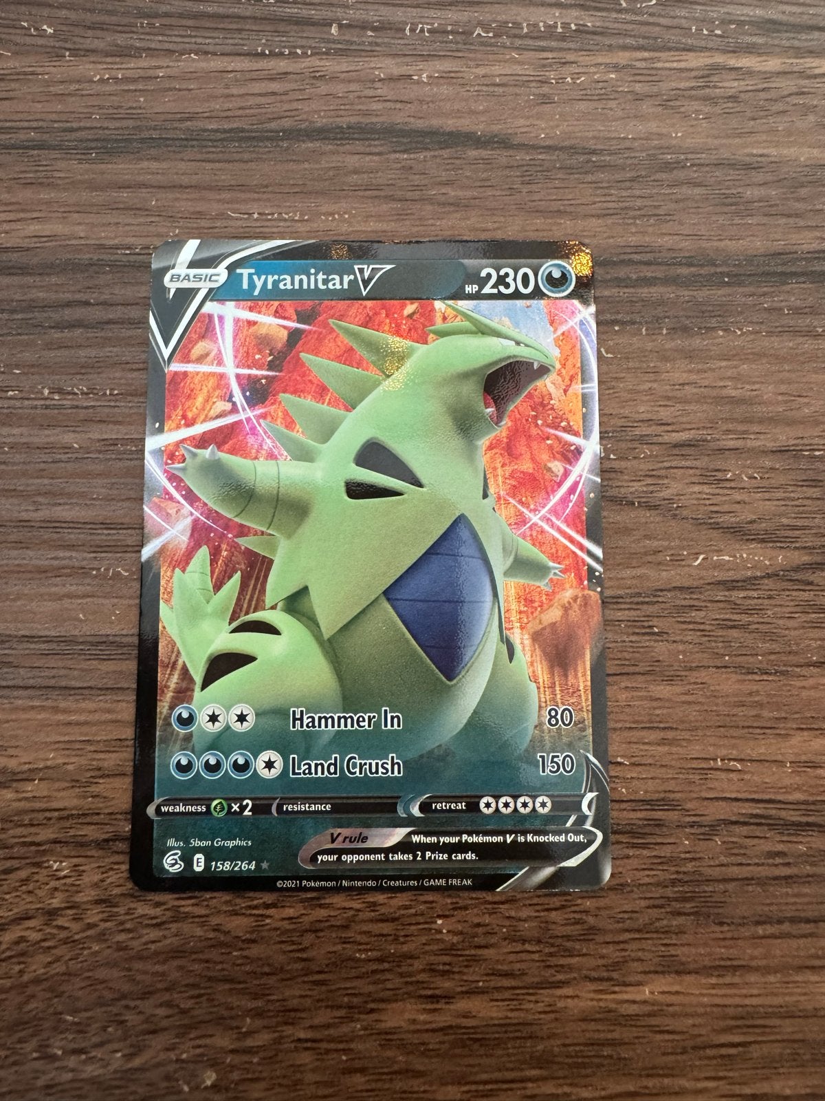 Tyranitar V 158/264 - Pokémon Kaart, Ophalen of Verzenden, Zo goed als nieuw, Losse kaart, Foil