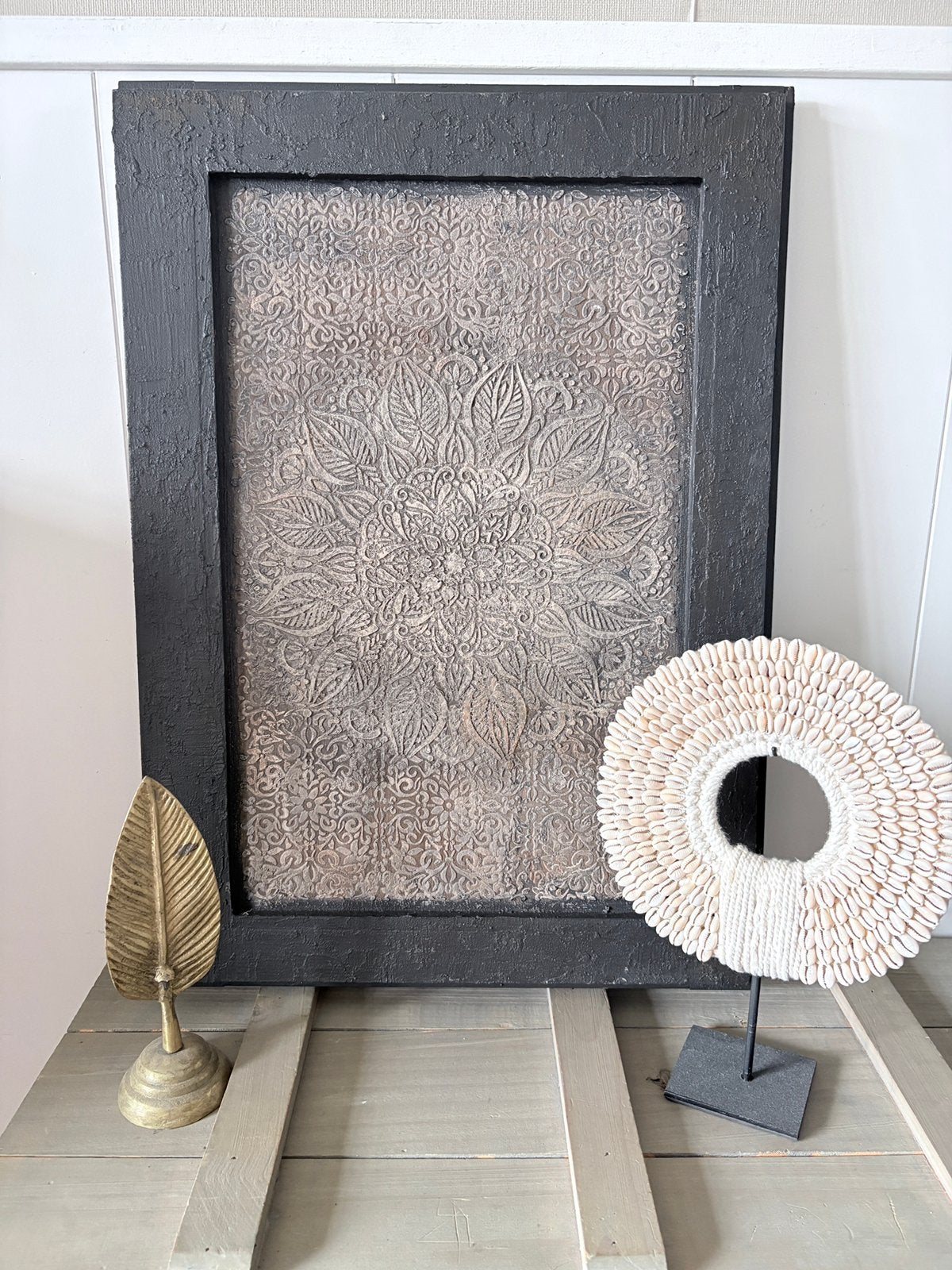 Wandpaneel met mandela., Gebruikt, 58 cm, 48 cm, Hout